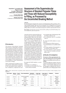 Assessment of the Supermolecular Structure of Standard Polyester Fibres