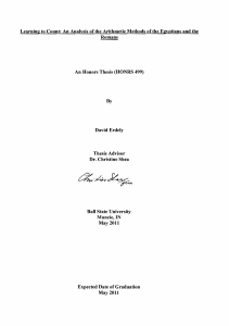 Learning to Count: An Analysis of the Arithmetic Methods of... Romans An Honors Thesis (HONRS 499)