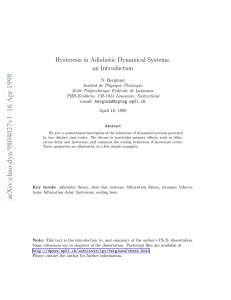 Hysteresis in Adiabatic Dynamical Systems: an Introduction