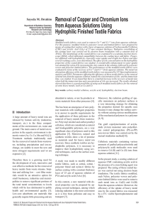 Removal of Copper and Chromium Ions from Aqueous Solutions Using