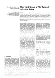 Effect of Antimicrobial Air Filter Treatment on Bacterial Survival Ewa Miaśkiewicz-Peska, Maria Łebkowska