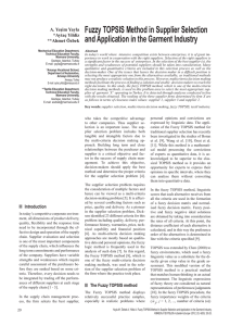 Fuzzy TOPSIS Method in Supplier Selection A. Yeşim Yayla *Aytaç Yildiz