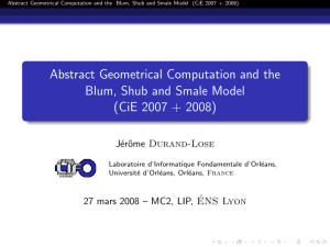 Abstract Geometrical Computation and the Blum, Shub and Smale Model J´erˆ