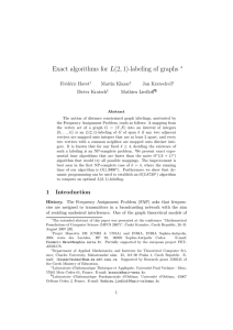 Exact algorithms for L(2, 1)-labeling of graphs ∗ Fr´ed´eric Havet Martin Klazar