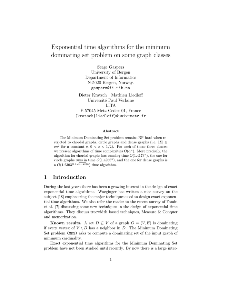 Exponential time algorithms for the minimum