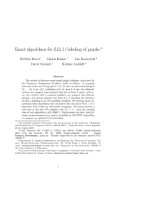 Exact algorithms for L(2, 1)-labeling of graphs ∗ Fr´ed´eric Havet Martin Klazar