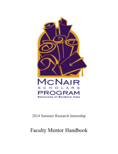 Faculty Mentor Handbook 2014 Summer Research Internship Summer 2011