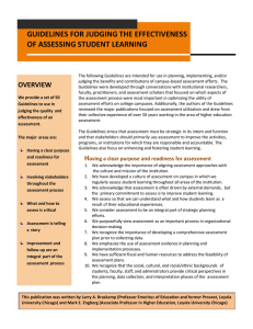 GUIDELINES FOR JUDGING THE EFFECTIVENESS OF ASSESSING STUDENT LEARNING
