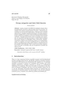 Group categories and their field theories Geometry &amp; Topology Monographs Frank Quinn 407