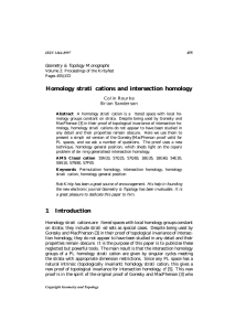 Homology stratications and intersection homology Geometry &amp; Topology Monographs Colin Rourke Brian Sanderson