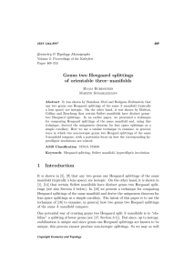 Genus two Heegaard splittings of orientable three–manifolds Geometry &amp; Topology Monographs Hyam Rubinstein