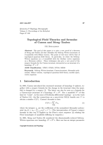 Topological Field Theories and formulae of Casson and Meng–Taubes S K Donaldson