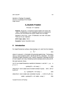 Z {Systolic-Freedom Geometry &amp; Topology Monographs Michael H Freedman
