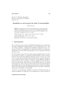 Manifolds at and beyond the limit of metrisability David Gauld 125