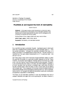 Manifolds at and beyond the limit of metrisability David Gauld 125