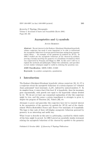Asymptotics and Geometry &amp; Topology Monographs Justin Roberts