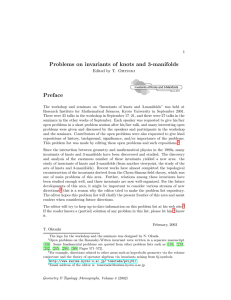 Problems on invariants of knots and 3-manifolds Preface Edited by T. Ohtsuki