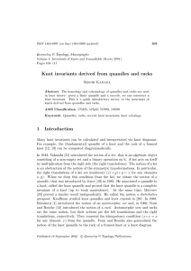 Knot invariants derived from quandles and racks Geometry &amp; Topology Monographs