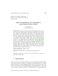 Ideal triangulations of 3–manifolds I: spun normal surface theory Ensil Kang