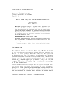 Knots with only two strict essential surfaces Geometry &amp; Topology Monographs