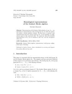 Homological representations of the Iwahori–Hecke algebra Geometry &amp; Topology Monographs Stephen Bigelow