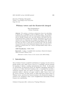 Whitney towers and the Kontsevich integral Geometry &amp; Topology Monographs Rob Schneiderman