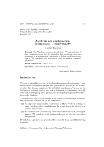 Algebraic and combinatorial codimension–1 transversality Geometry &amp; Topology Monographs Andrew Ranicki