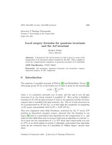 Local surgery formulas for quantum invariants and the Arf invariant Robion Kirby