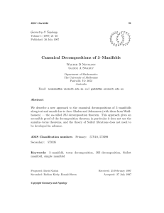 Canonical Decompositions of 3–Manifolds Geometry &amp; Topology G T