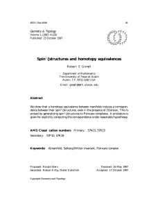 Spin {structures and homotopy equivalences