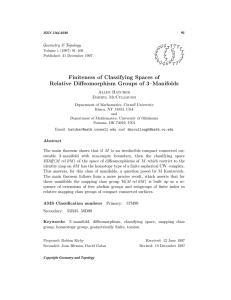 Finiteness of Classifying Spaces of Relative Diffeomorphism Groups of 3–Manifolds G