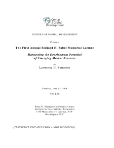 The First Annual Richard H. Sabot Memorial Lecture