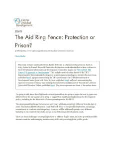 The Aid Ring Fence: Protection or Prison? ESSAYS