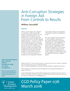 Anti-Corruption Strategies in Foreign Aid: From Controls to Results