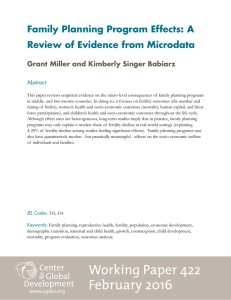 Family Planning Program Effects: A Review of Evidence from Microdata Abstract