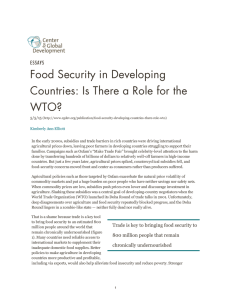 Food Security in Developing Countries: Is There a Role for the WTO? ESSAYS