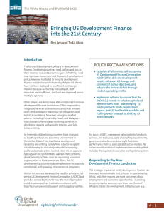 Bringing US Development Finance into the 21st Century POLICY	RECOMMENDATIONS