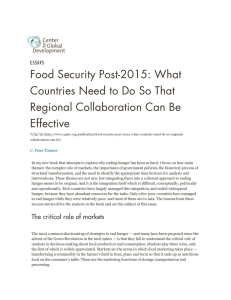 Food Security Post-2015: What Countries Need to Do So That Effective