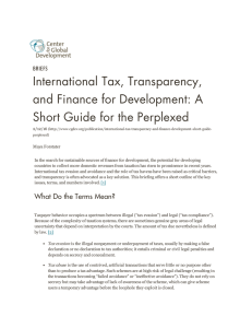 International Tax, Transparency, and Finance for Development: A BRIEFS