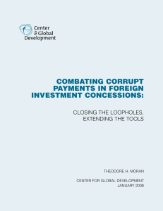 Combating Corrupt payments in Foreign investment ConCessions: