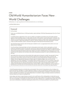 Old-World Humanitarianism Faces New- World Challenges Foreword ESSAYS