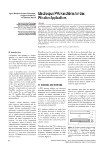 Electrospun PVA Nanofibres for Gas Filtration Applications Agne Daneleviciute-Vaisniene, Jurgis Katunskis,