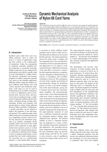 Dynamic Mechanical Analysis of Nylon 66 Cord Yarns Andrej Demšar, Vili Bukošek,