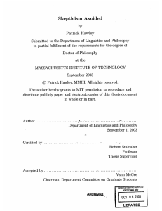 by Skepticism  Avoided Patrick  Hawley