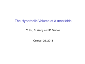 The Hyperbolic Volume of 3-manifolds October 29, 2013