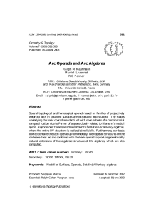 Arc Operads and Arc Algebras Geometry &amp; Topology G T