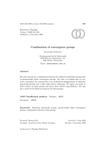 Combination of convergence groups Geometry &amp; Topology Franc ¸ois Dahmani
