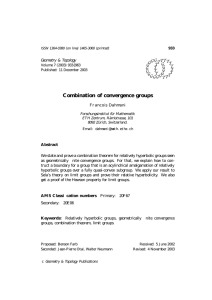 Combination of convergence groups Geometry &amp; Topology Franc ois Dahmani