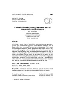 Cosimplicial resolutions and homotopy spectral sequences in model categories Geometry &amp; Topology G