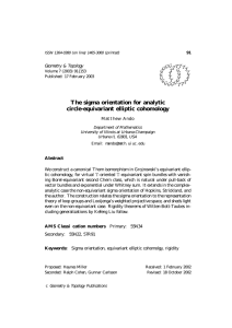 The sigma orientation for analytic circle-equivariant elliptic cohomology Geometry &amp; Topology Matthew Ando